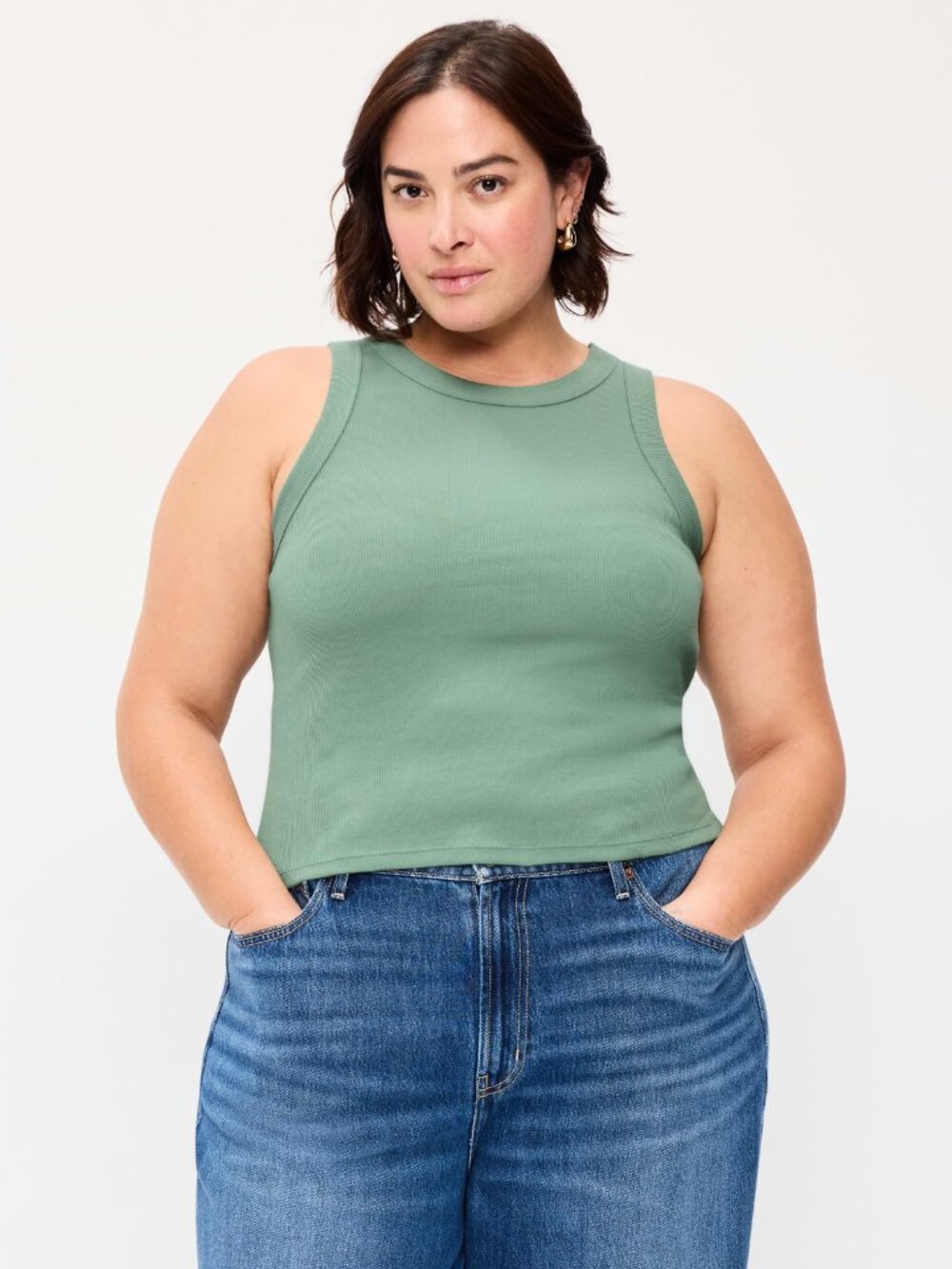 Old Navy Snug Fit Crop Tank Top Size XXL Herb Green
